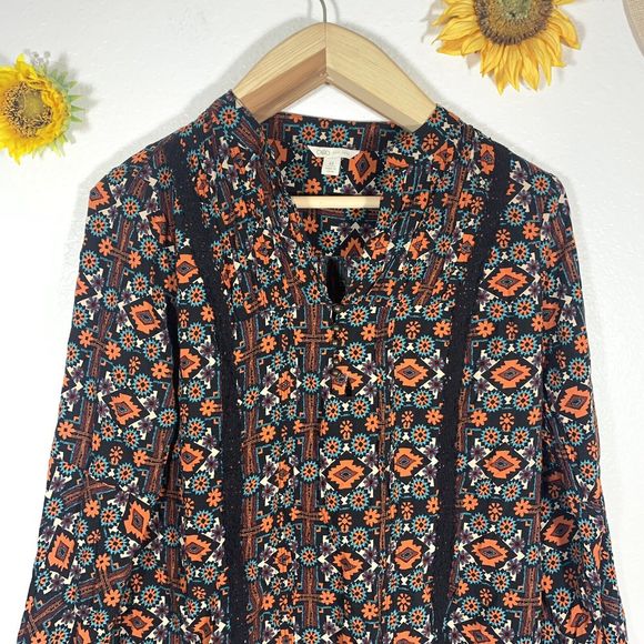 Cato Est. 1946 Geometric Boho Hippy Blouse Size Medium Women’s - Picture 2 of 9